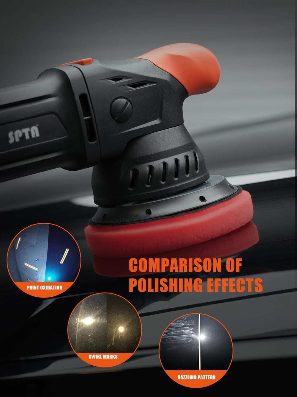 SPTA beveled-edge design protects surfaces during polishing.
