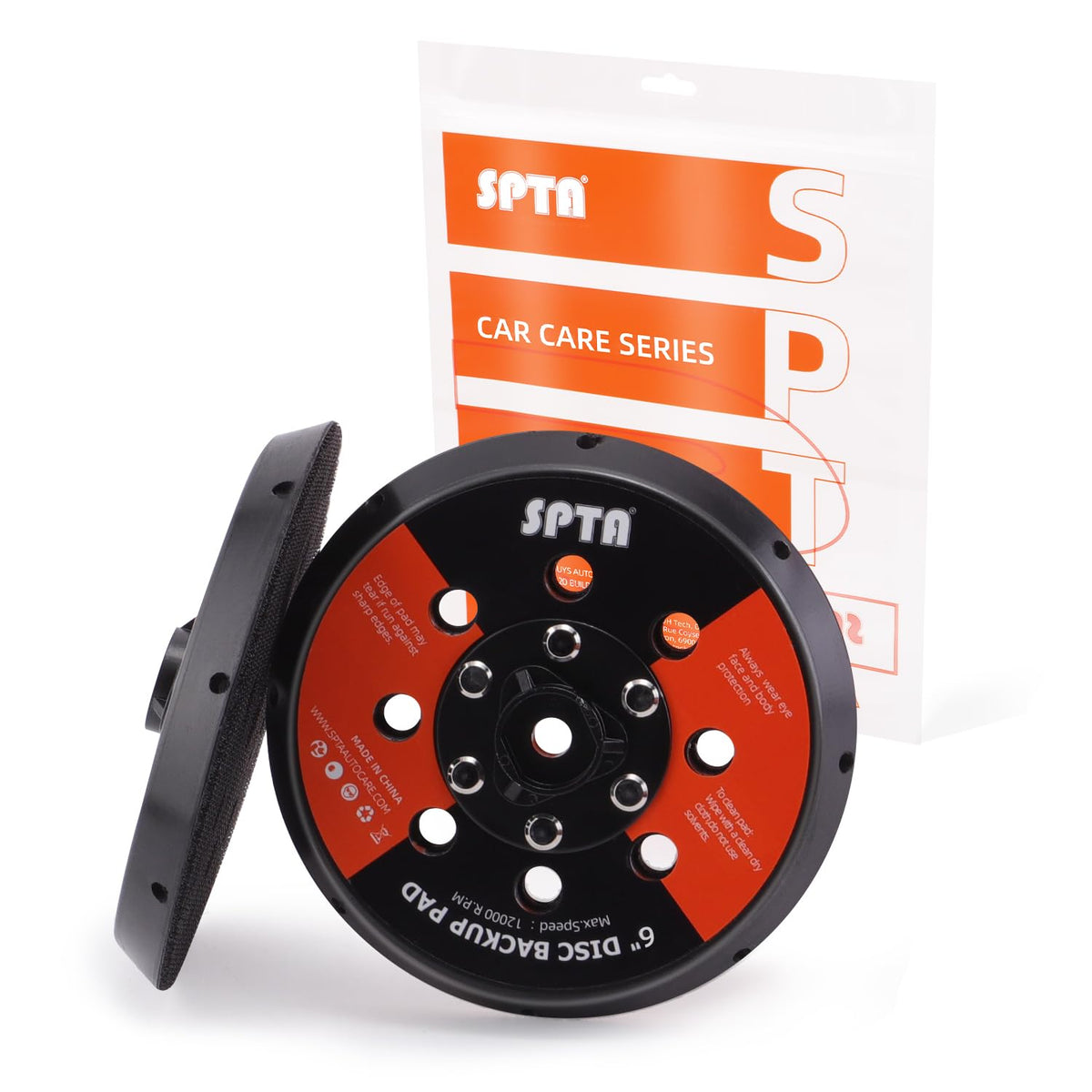SPTA BP604 6in backing plate with vented cooling channels for heat management.