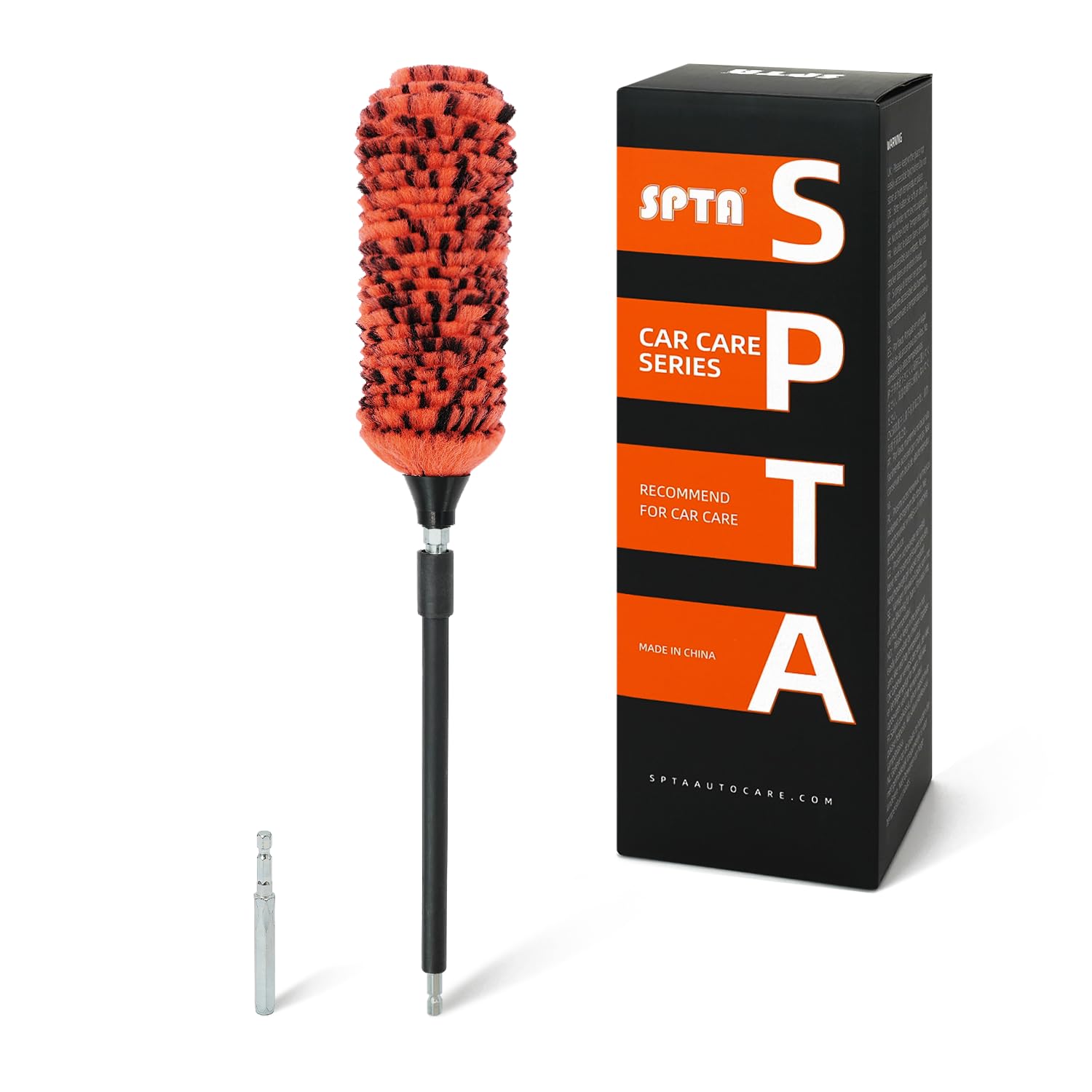 SPTA BRFCD51 soft microfiber extended-reach wheel brush front view for scratch-free rim cleaning