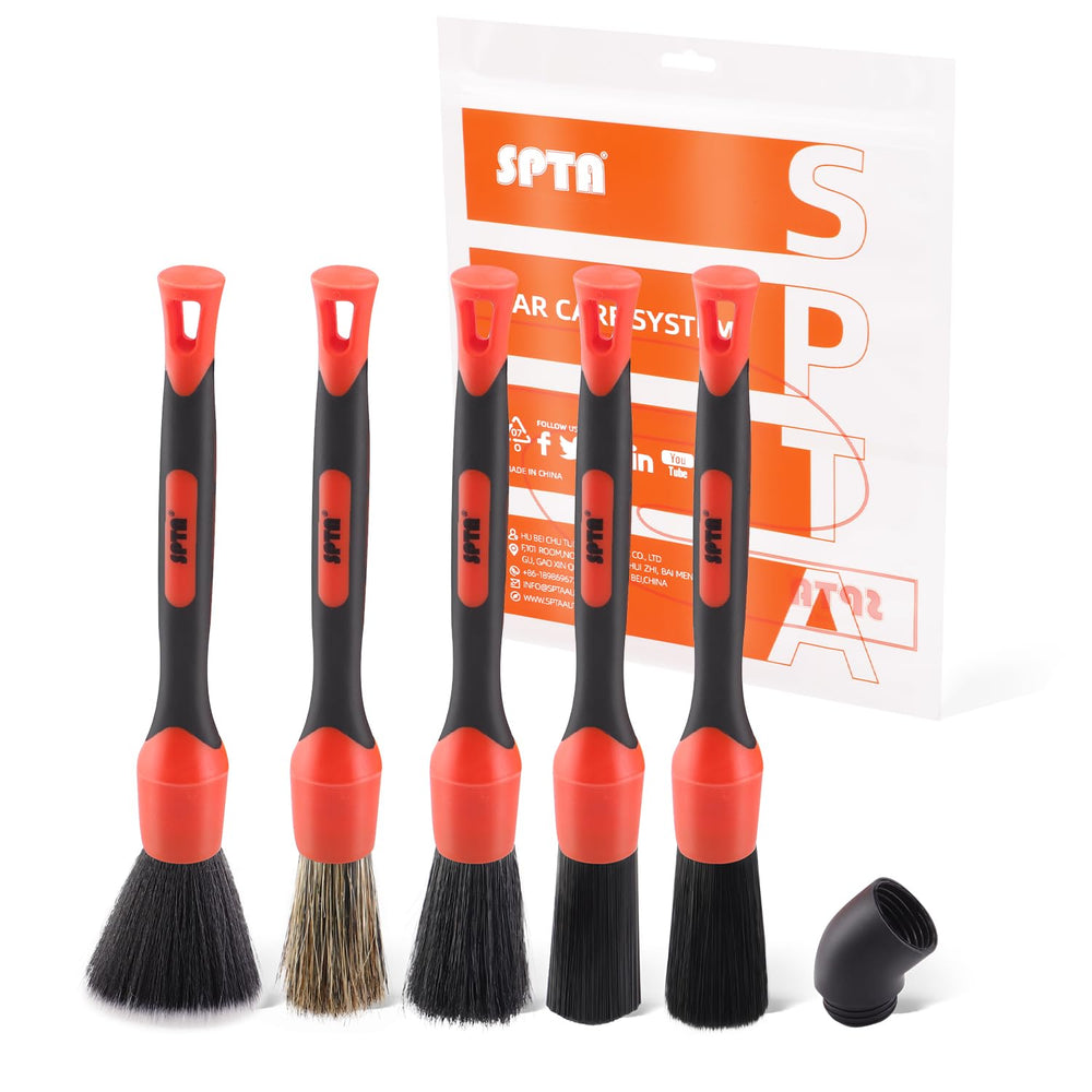 SPTA car detailing brush set with soft boar hair for scratch-free interior cleaning