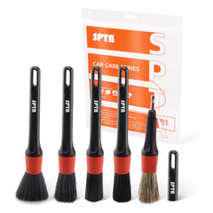 SPTA car drill brush attachment connected to a drill for deep interior cleaning