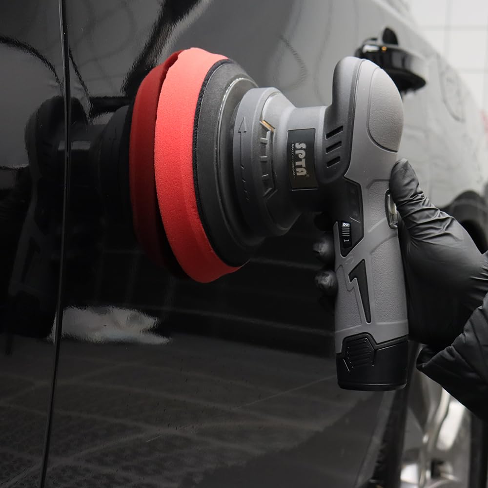 SPTA polishing kit including pads and batteries for complete detailing.