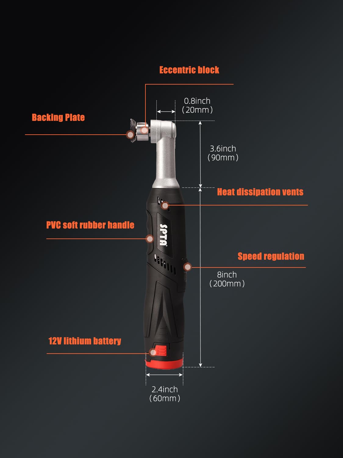 SPTA Cordless Mini Car Polisher emblems detail demonstrates precise correction around badges