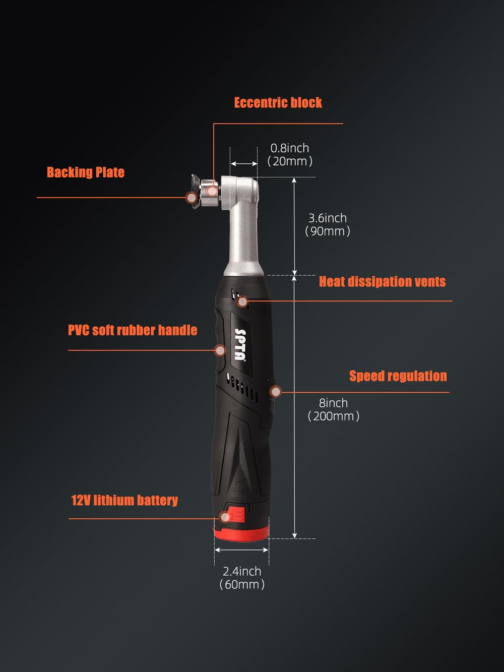SPTA Cordless Mini Car Polisher emblems detail demonstrates precise correction around badges