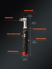 SPTA Cordless Mini Car Polisher emblems detail demonstrates precise correction around badges