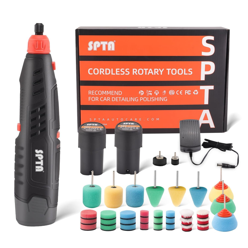 SPTA cordless rotary tool kit 36-pcs for versatile buffing and polishing at home
