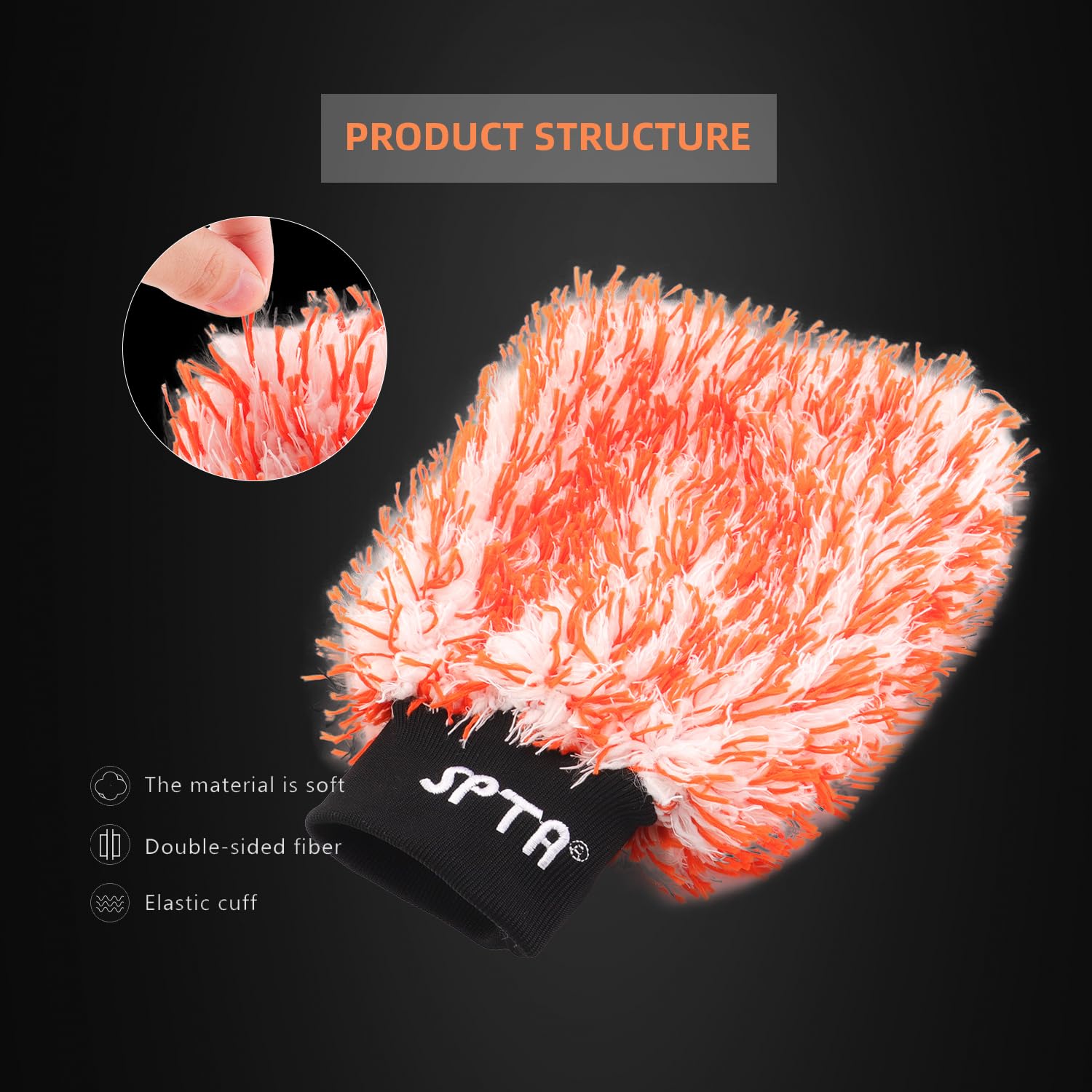 SPTA double-sided microfiber mitt traps dirt away from paint for safe washing