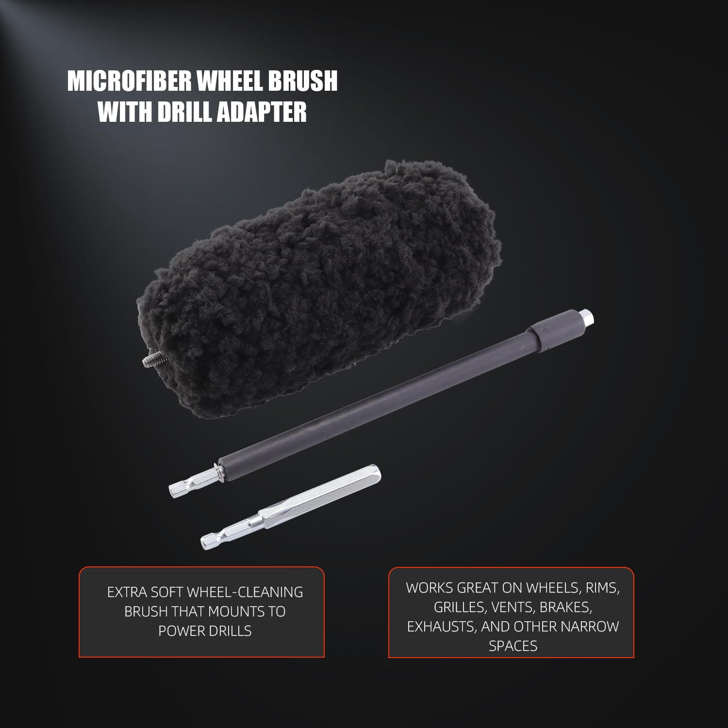 Extended reach design enables access to deep wheel areas.