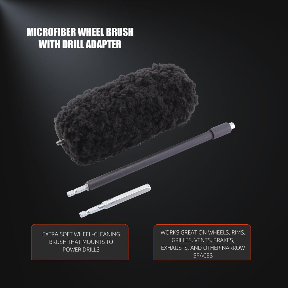 Extended reach design enables access to deep wheel areas.