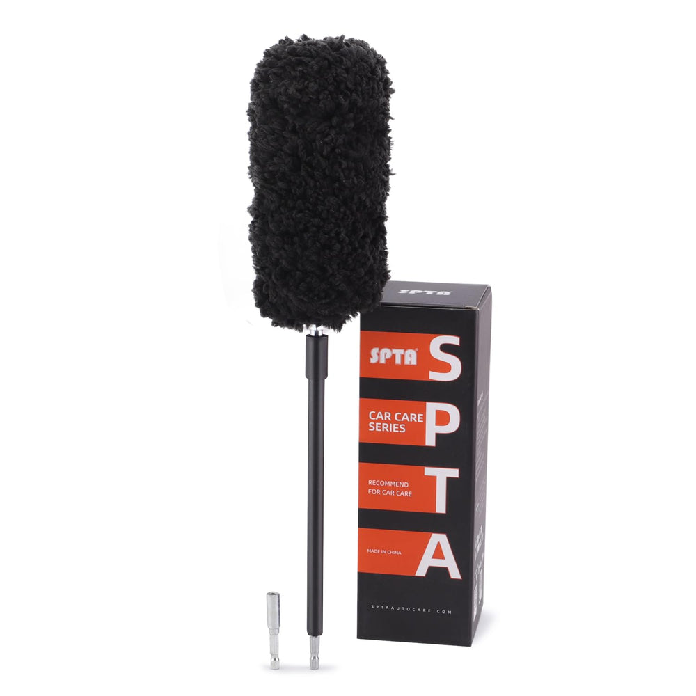 SPTA drill wheel brush with soft microfiber bristles for gentle rim cleaning.