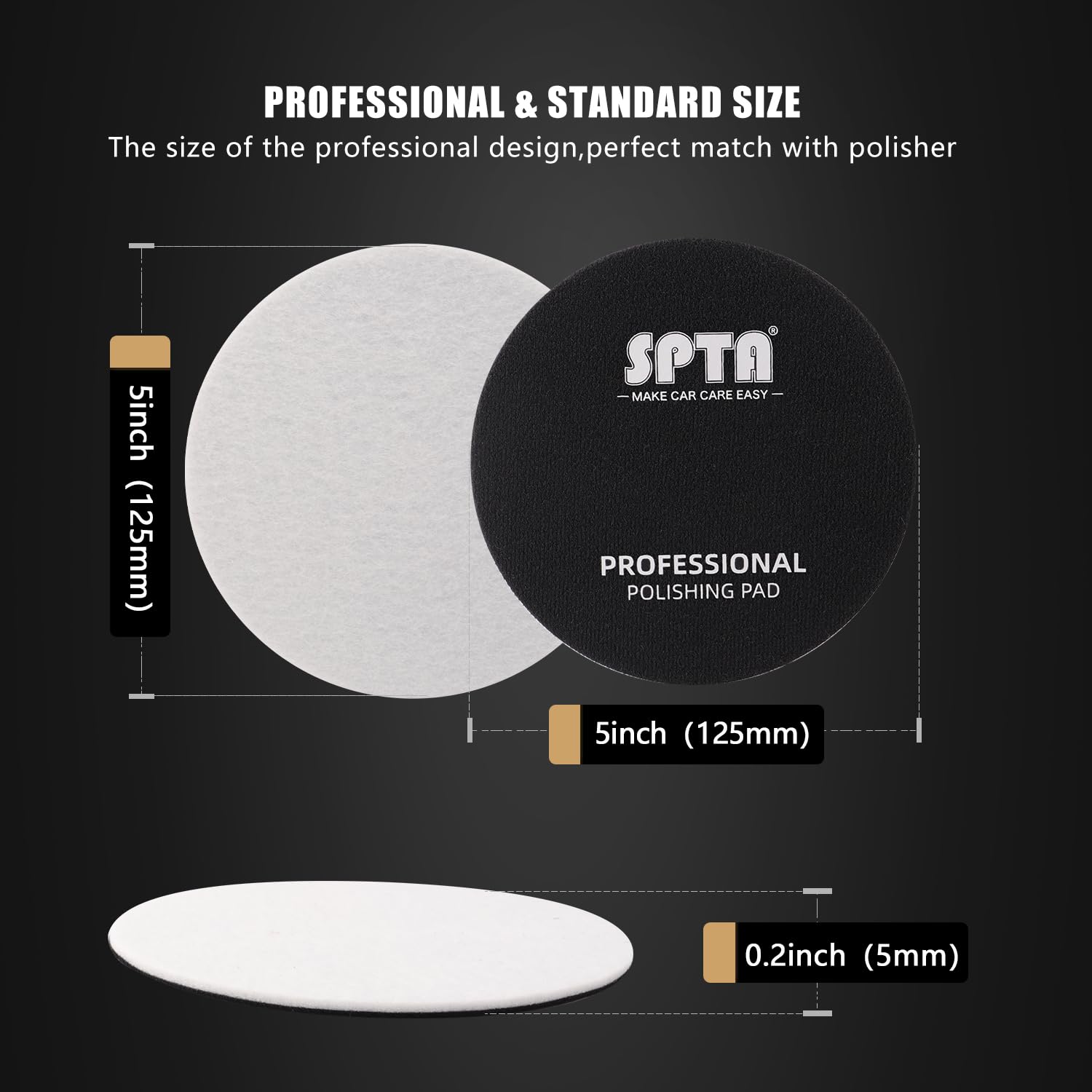 SPTA Glass Polishing Pad 5in microfiber texture closeup shows flexible surface for safe glass work.