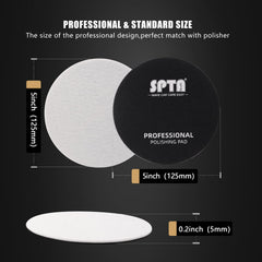 SPTA Glass Polishing Pad 5in microfiber texture closeup shows flexible surface for safe glass work.