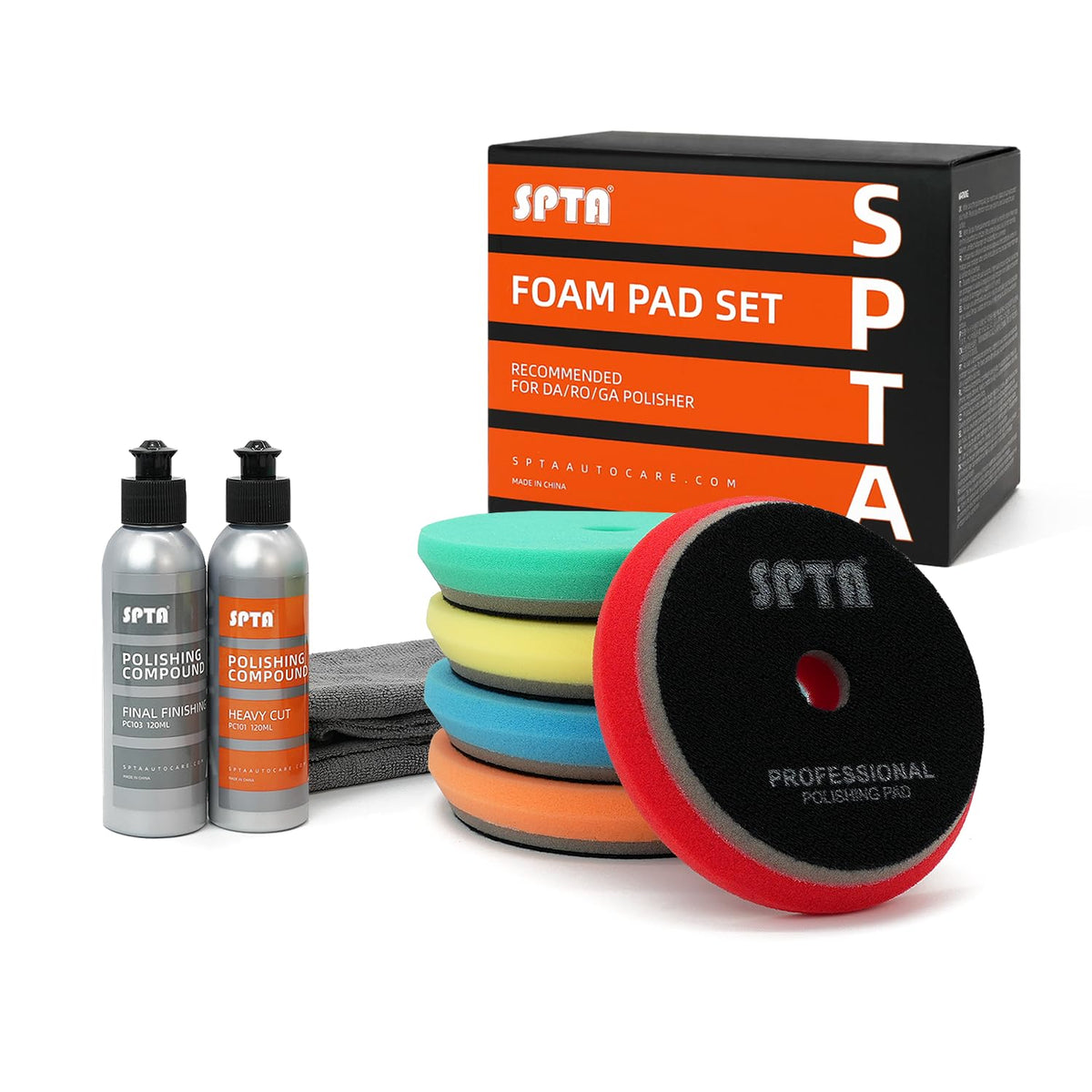 SPTA HD buffing pad green T120 for heavy-cut polishing on deep defects.