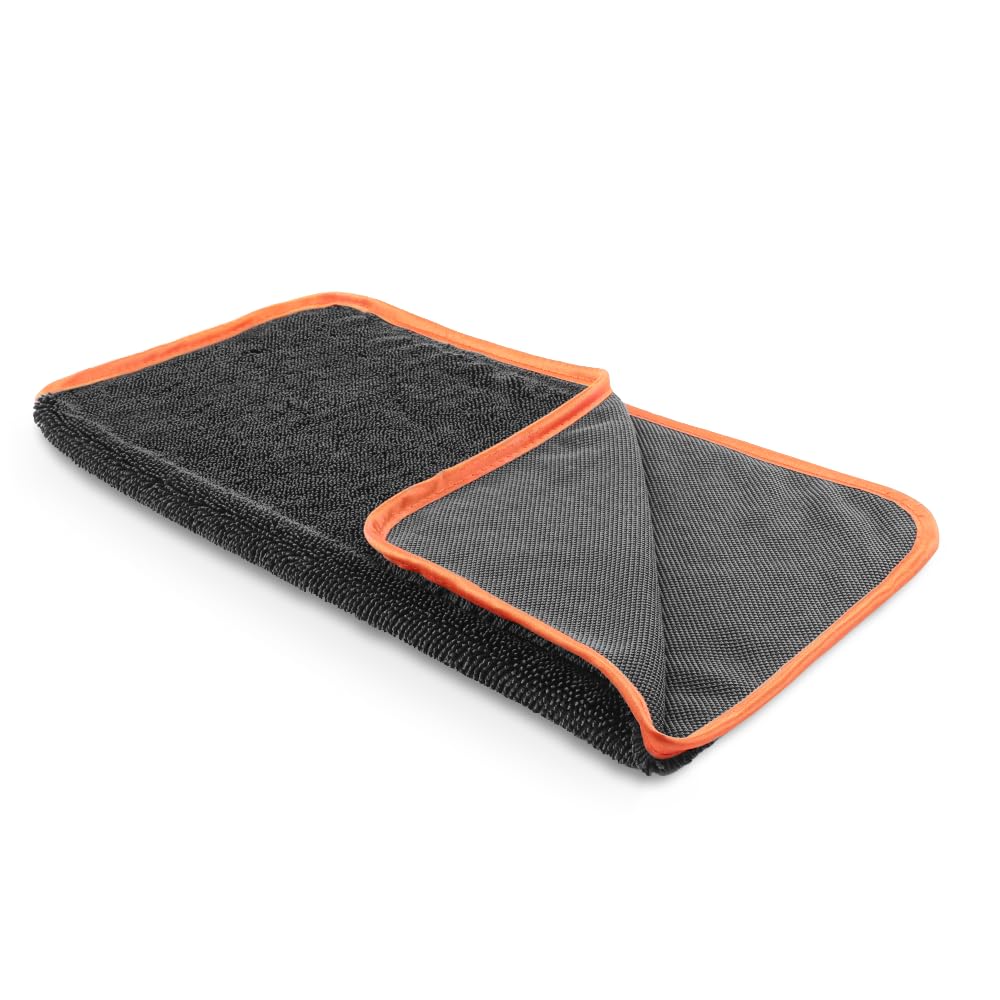 SPTA microfiber car drying towel no-lint gray leaves no fibers on paint.
