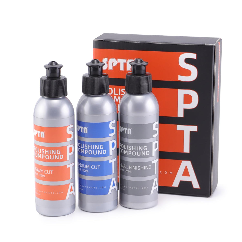 SPTA Mix Polishing Compound bottle ready for scratch repair and glossy finish.