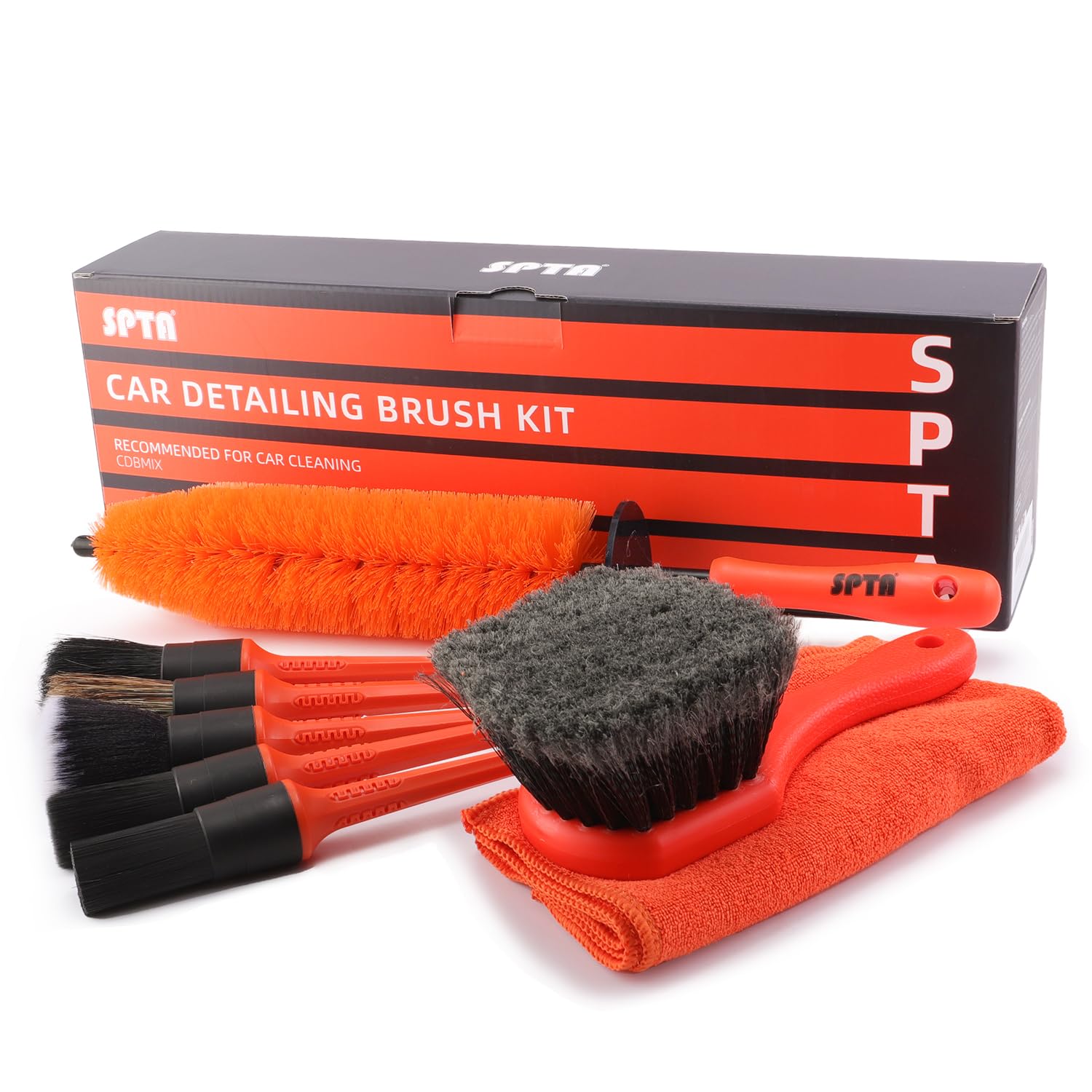 SPTA multi-surface brushes protect rims while removing brake dust.