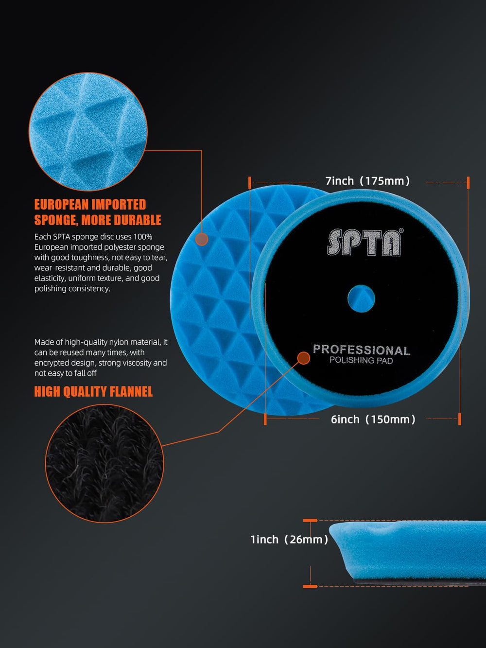 SPTA orange polishing pad for removing sun fade and light scratches.