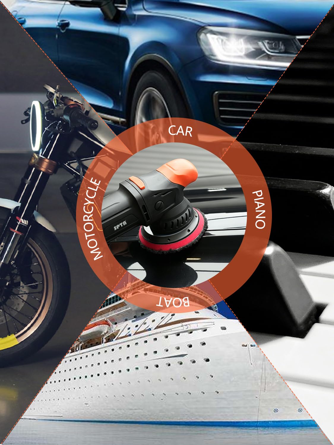 SPTA Microfiber Polishing Pad 150mm rotary-friendly for car buffer polishers.