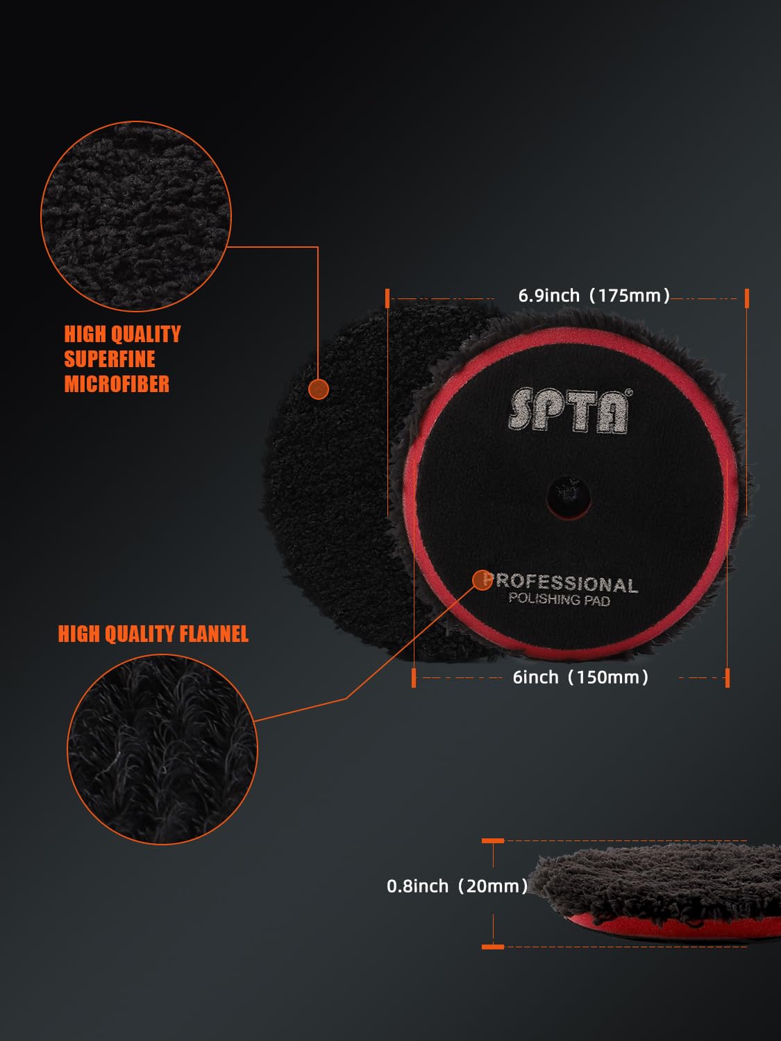 SPTA Microfiber Polishing Pad 150mm thickened sponge core cushions while polishing.