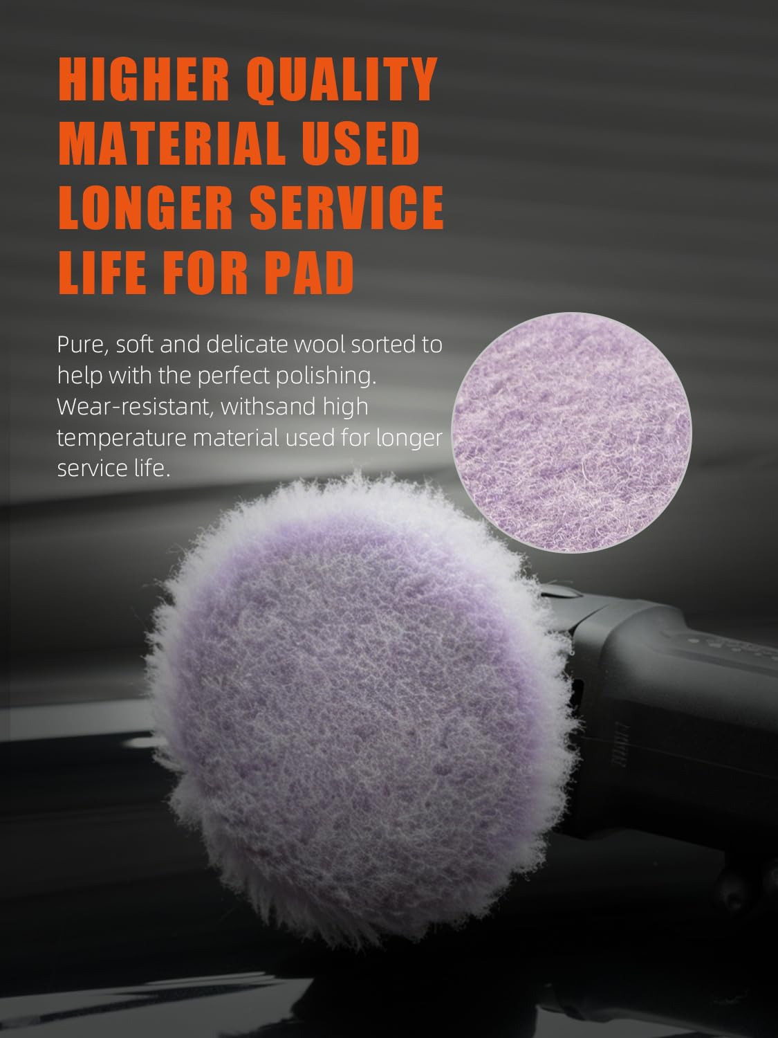 SPTA purple wool buffing pad, 6 inch, designed to reduce heat during polishing