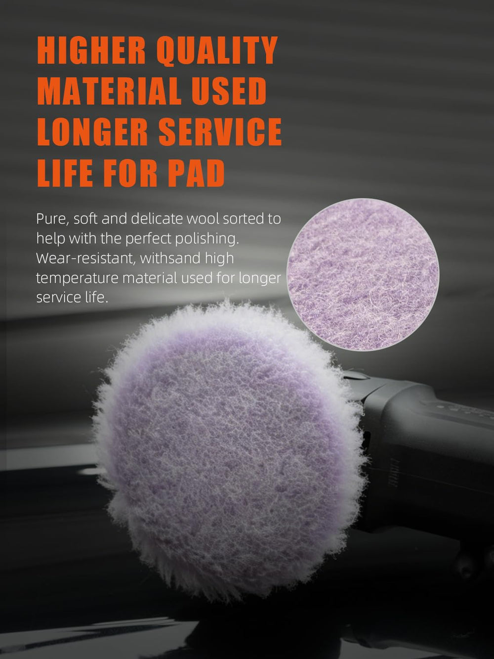 SPTA purple wool buffing pad, 6 inch, designed to reduce heat during polishing