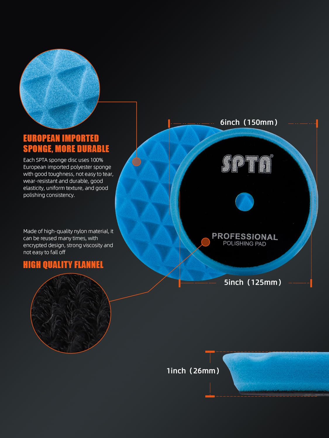 SPTA red finishing pad 5 inch for final wax and shine