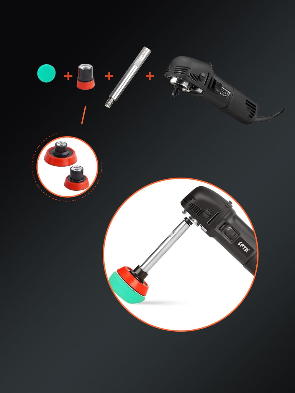 SPTA rotary polisher with high motor power for efficient scratch removal.