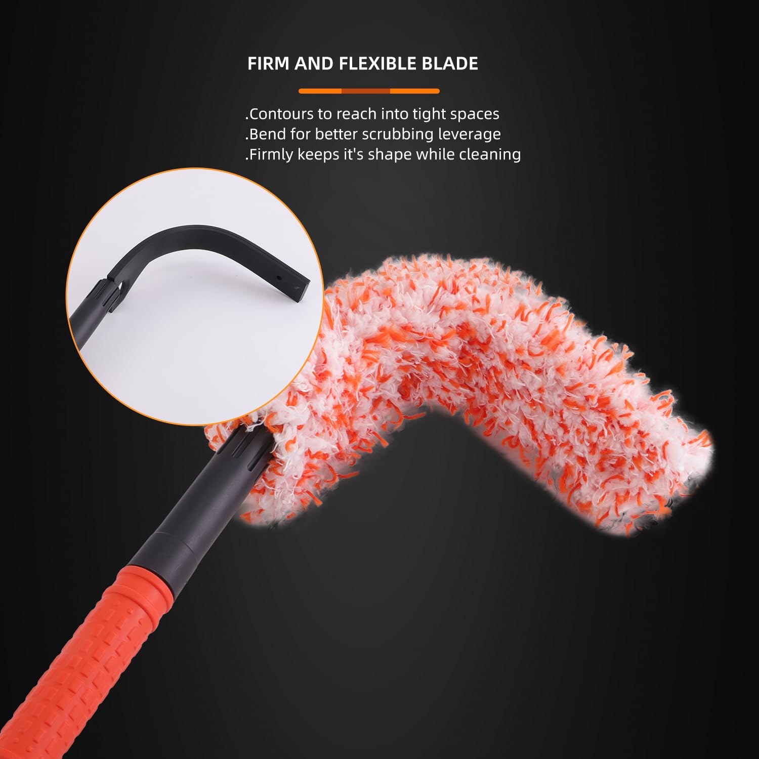 Soft microfiber cover prevents scratches during cleaning