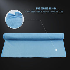 SPTA microfiber cloth with stripe texture for tough spots on mirrors and car windows.