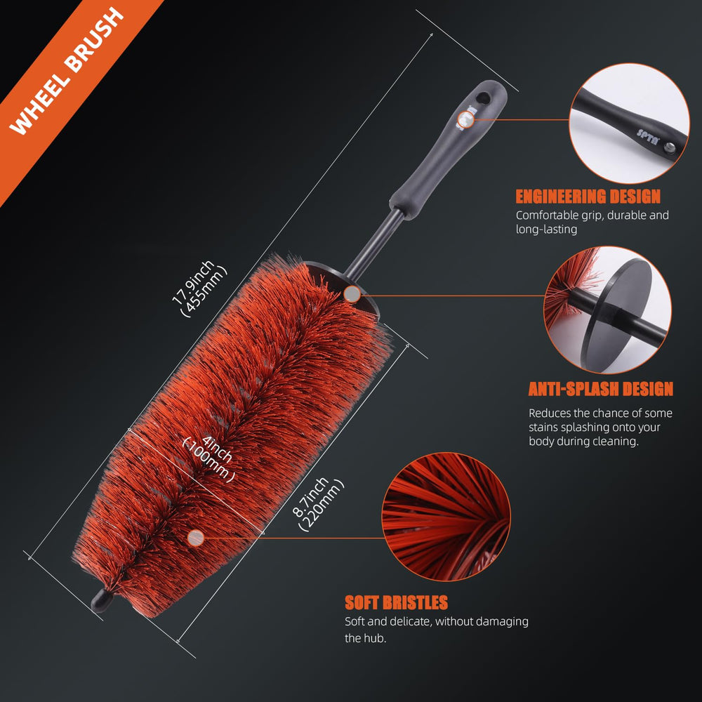 SPTA ergonomic wheel brush with non-slip handle for precise cleaning