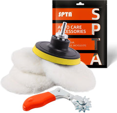 SPTA wool buffing pad 3-inch set close-up for car detailing, surface-safe finish