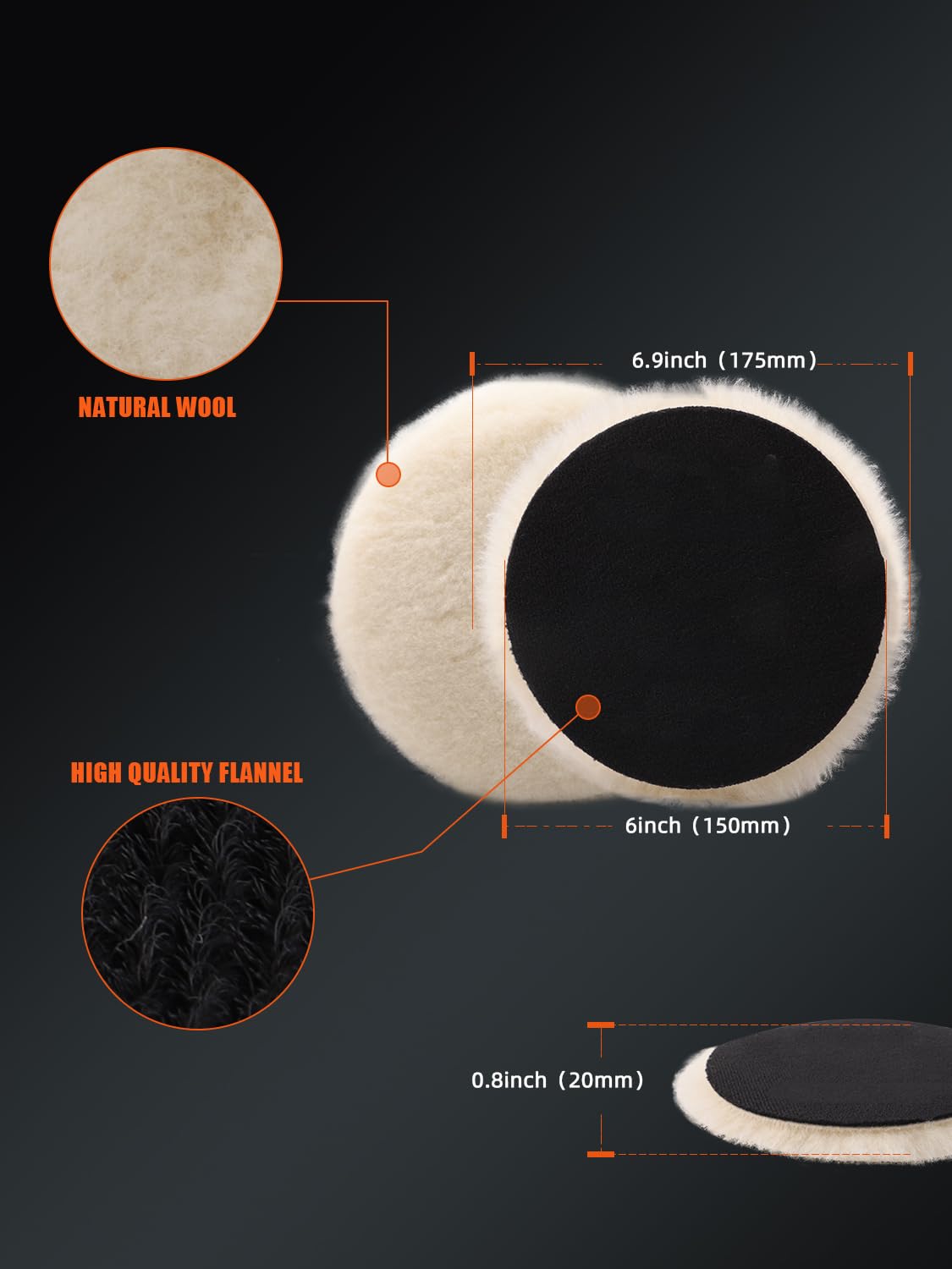 SPTA wool buffing pad with adhesive backing enables quick pad changes during detailing
