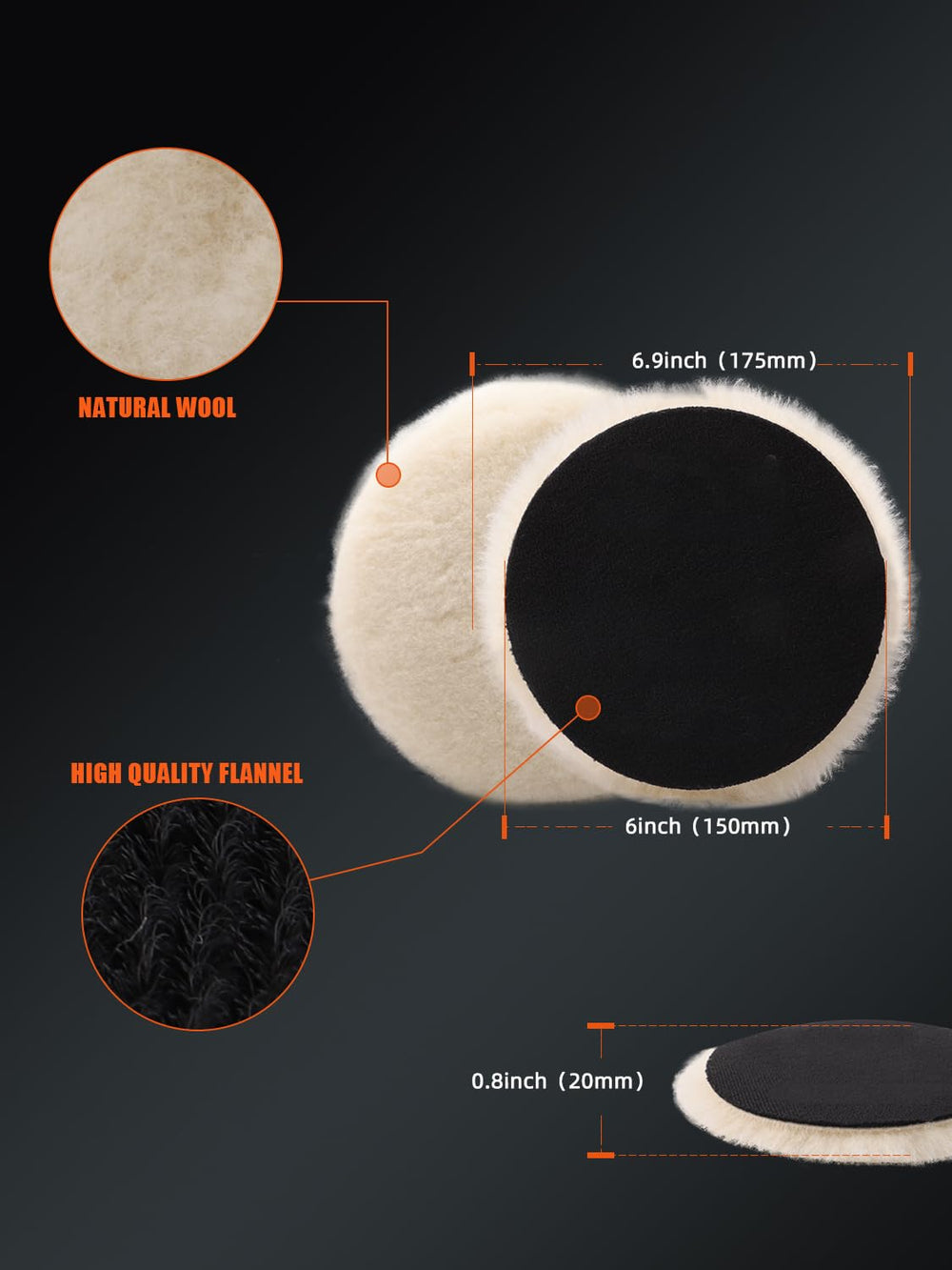 SPTA wool buffing pad with adhesive backing enables quick pad changes during detailing
