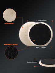 SPTA wool buffing pad with adhesive backing enables quick pad changes during detailing
