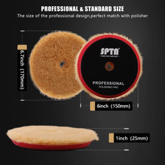 SPTA wool buffing pads 6in beige medium cut ideal for paint finishing