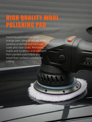 SPTA wool polishing pad 125mm purple on polisher in action for smooth polishing