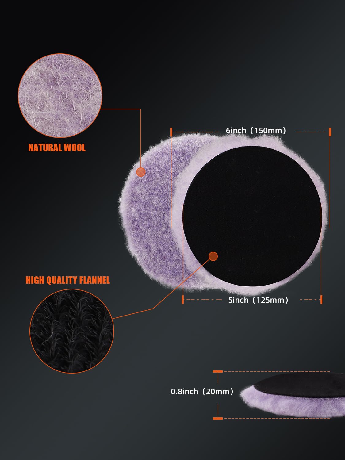 SPTA wool polishing pad 125mm purple cutting action shows faster material removal