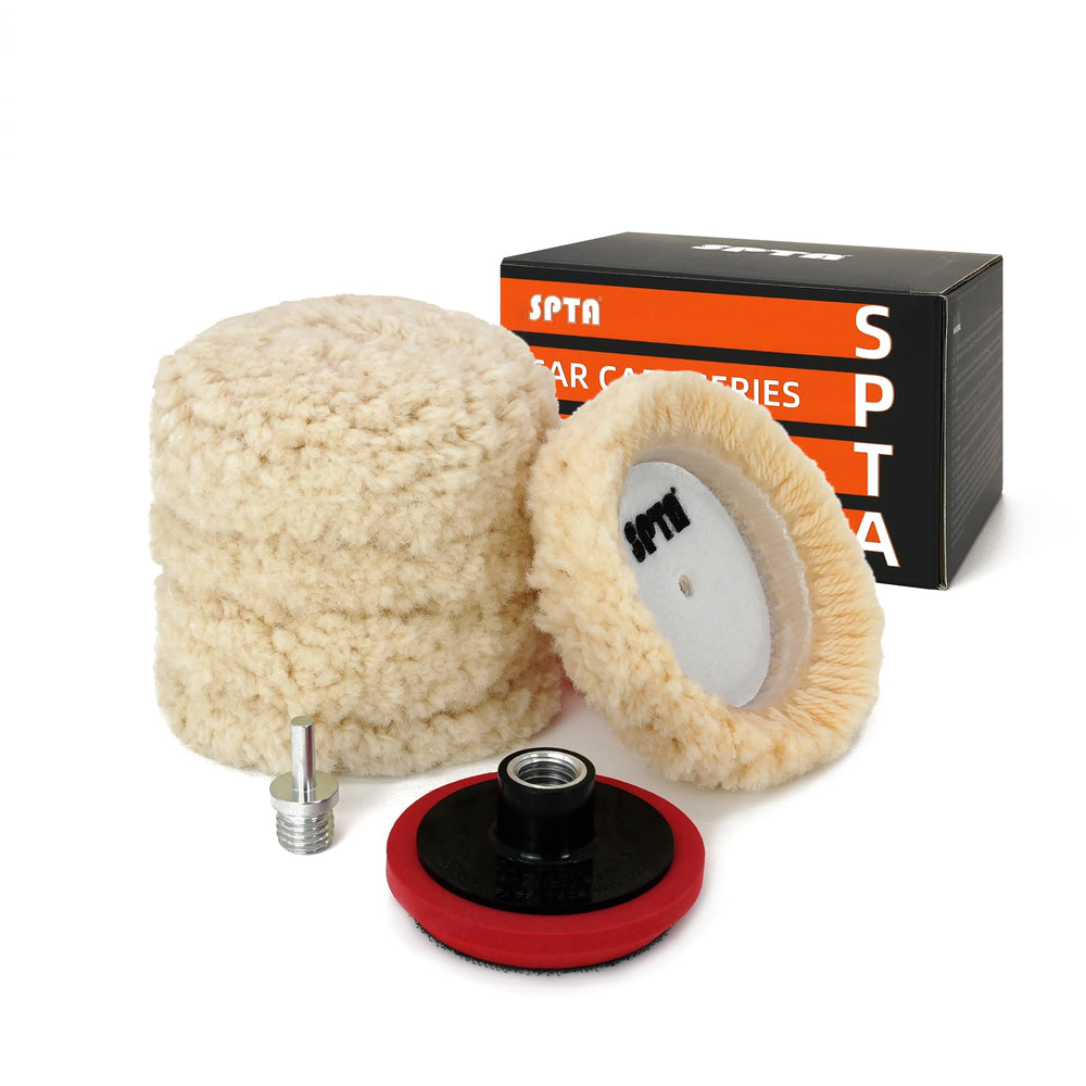 SPTA wool polishing pad 75mm front view showing natural wool for efficient cutting