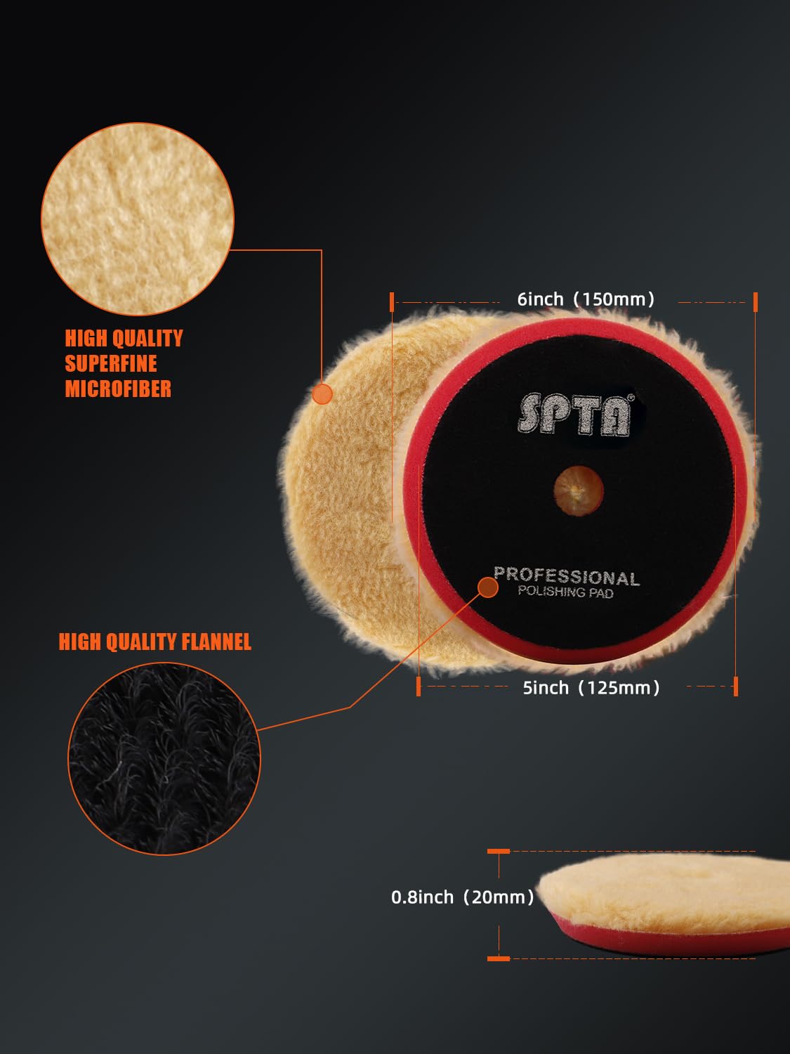 SPTA wool polishing pad on car polisher in use