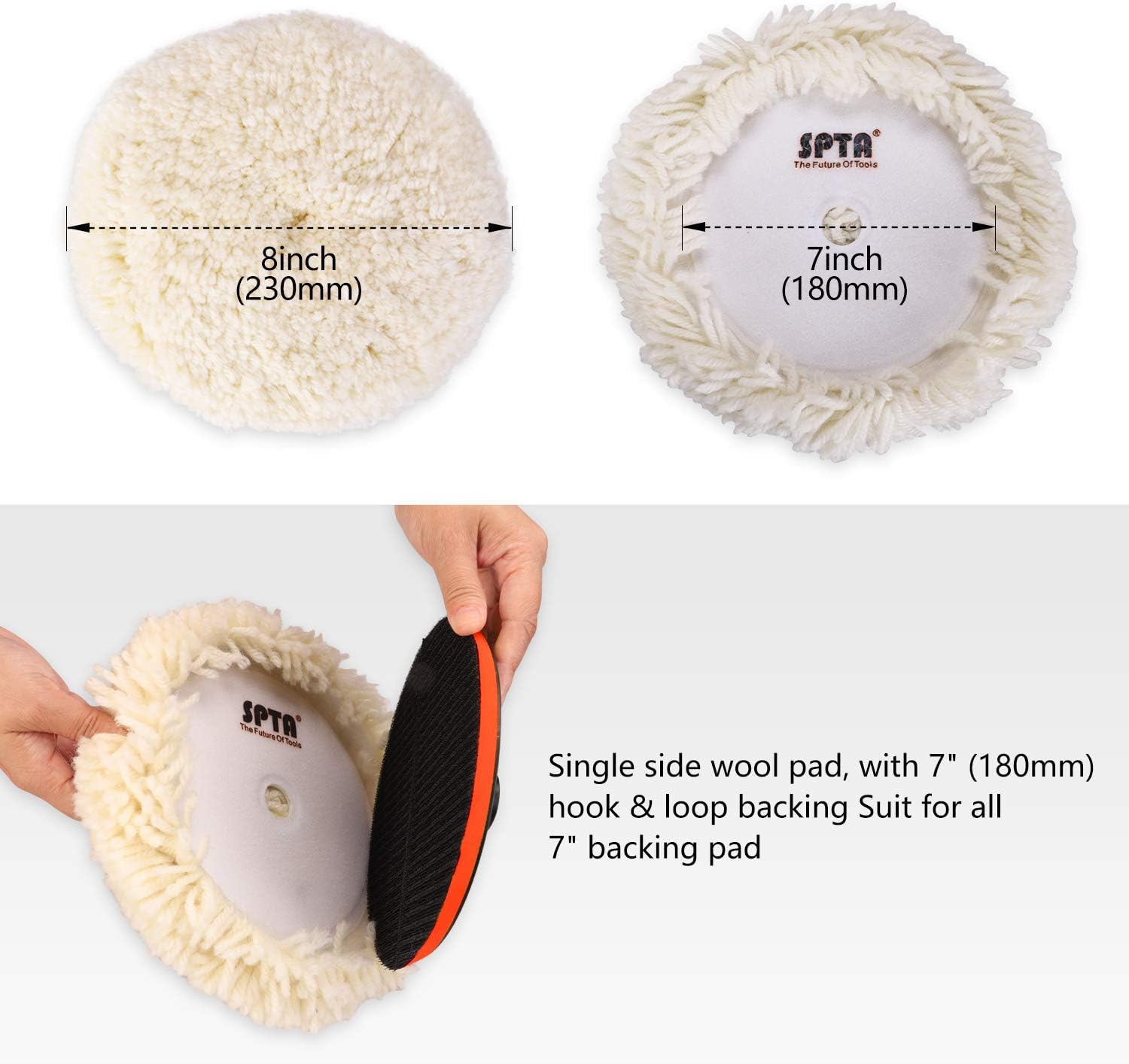 SPTA wool pads with backing plate, ready for cutting and buffing.
