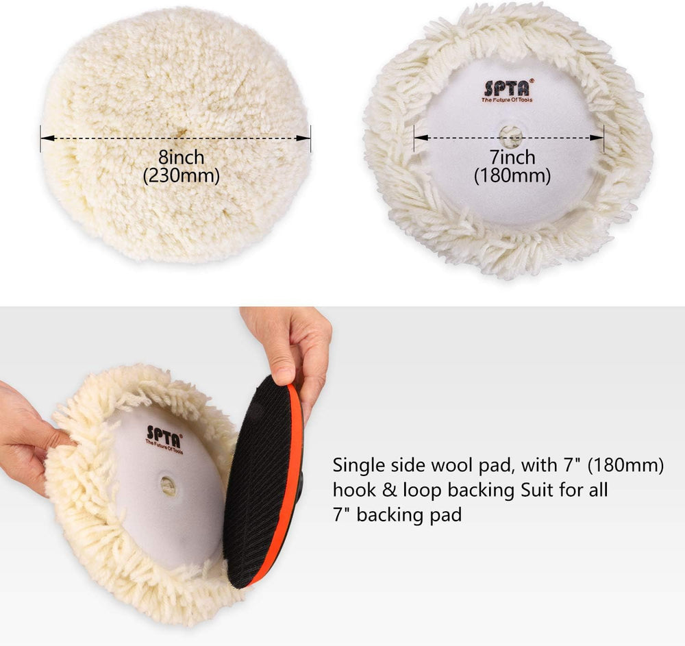 SPTA wool pads with backing plate, ready for cutting and buffing.