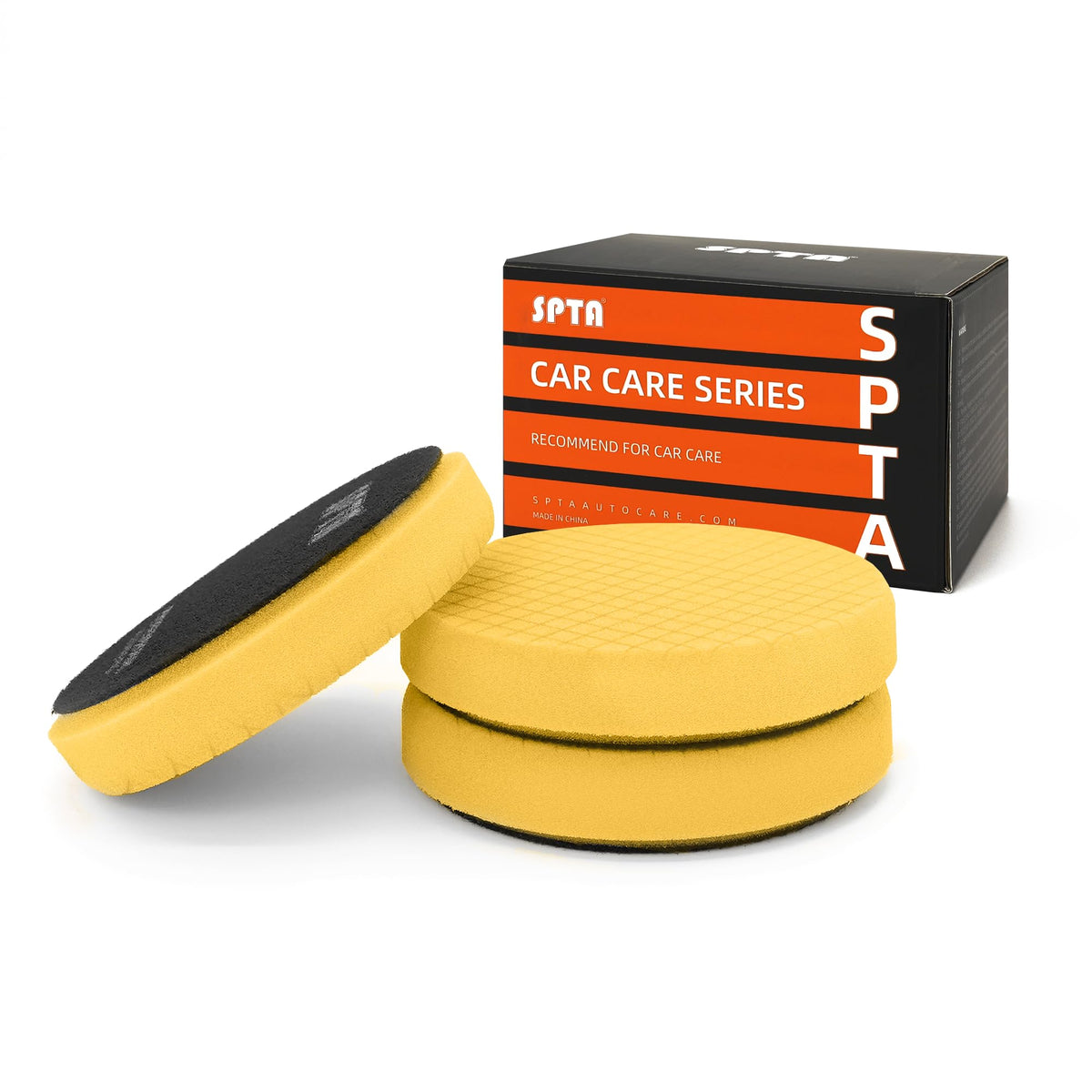 SPTA Yellow T80 polishing pad—6.5-inch face for swirl-free buffing.