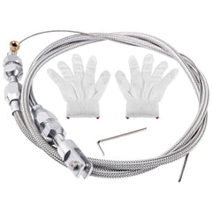 Spurtar 36in braided throttle cable with aluminum fittings shown close-up