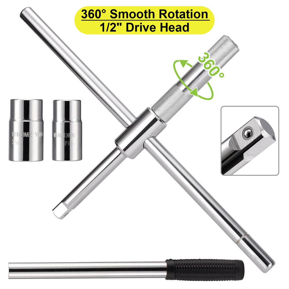 Spurtar 17/19–21/23mm sockets cover most vehicles for quick roadside fixes.