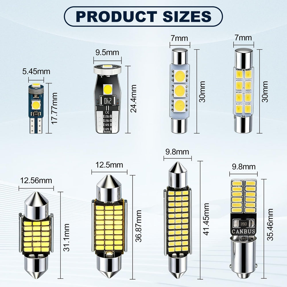 Spurtar 6000K white cabin LED bulbs for bright interior lighting