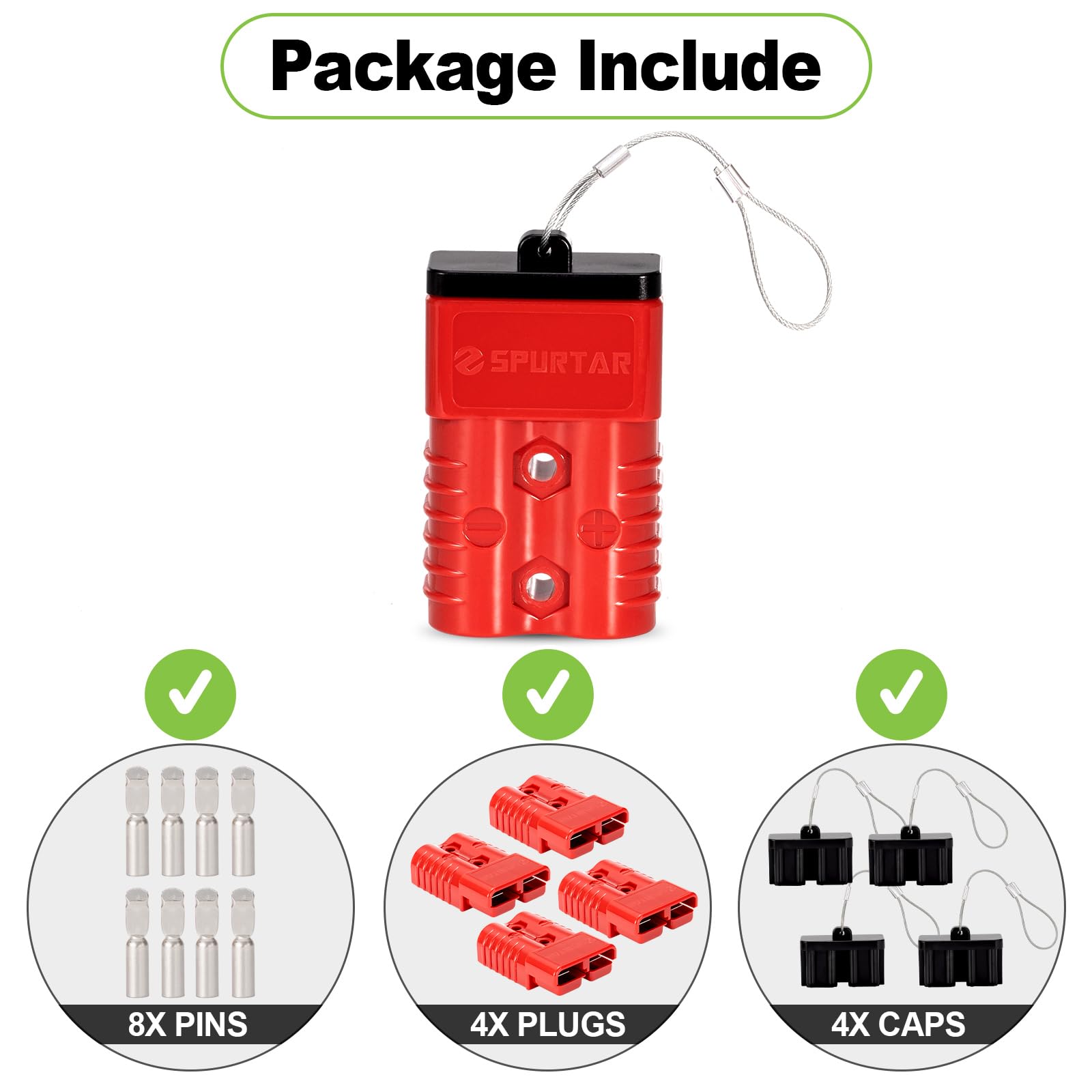 Spurtar dust covers shield terminals for longer life.