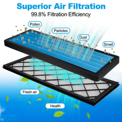Spurtar HEPA filter front view demonstrates fit for Model Y cabin.