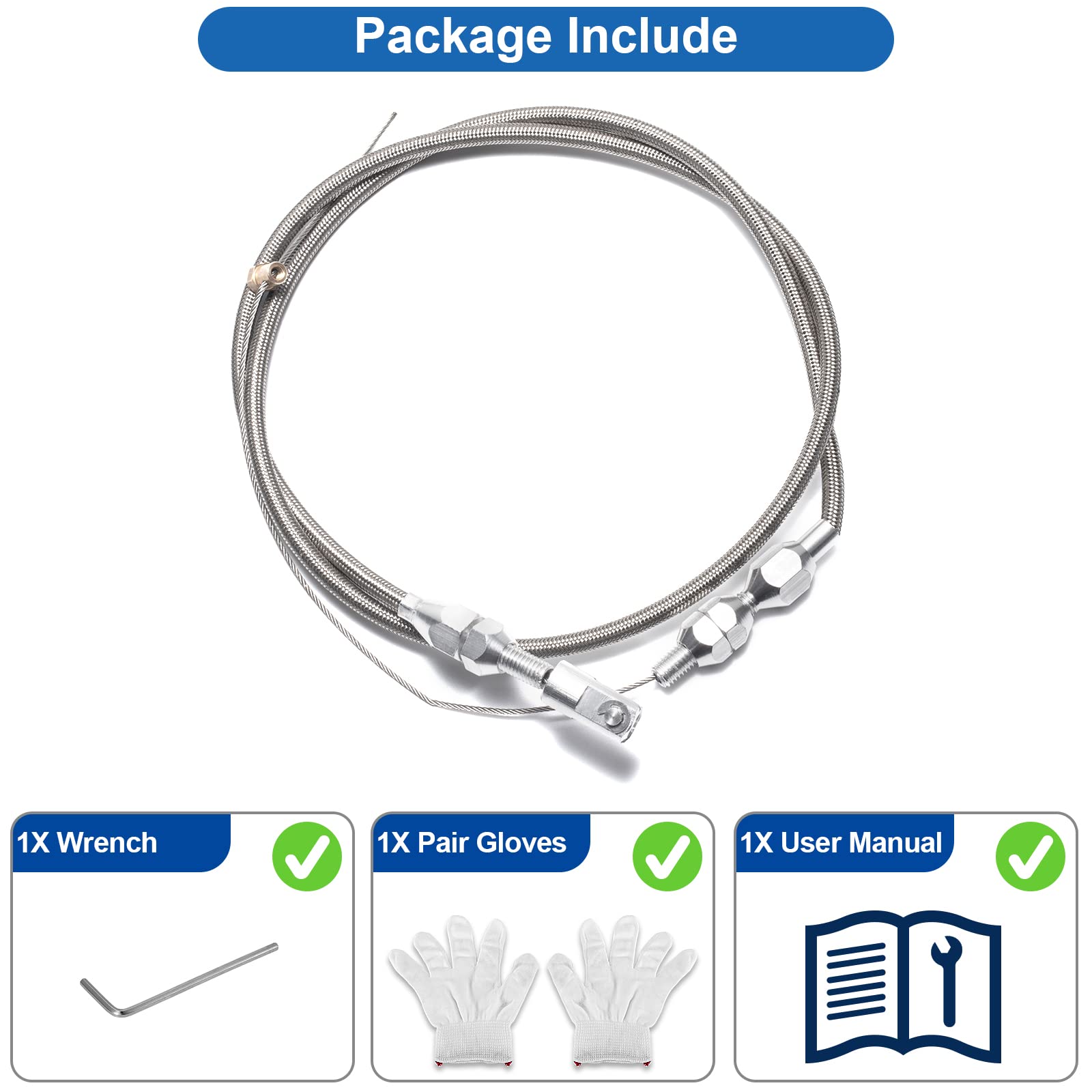 Spurtar kit contents including cable, wrench, manual and gloves