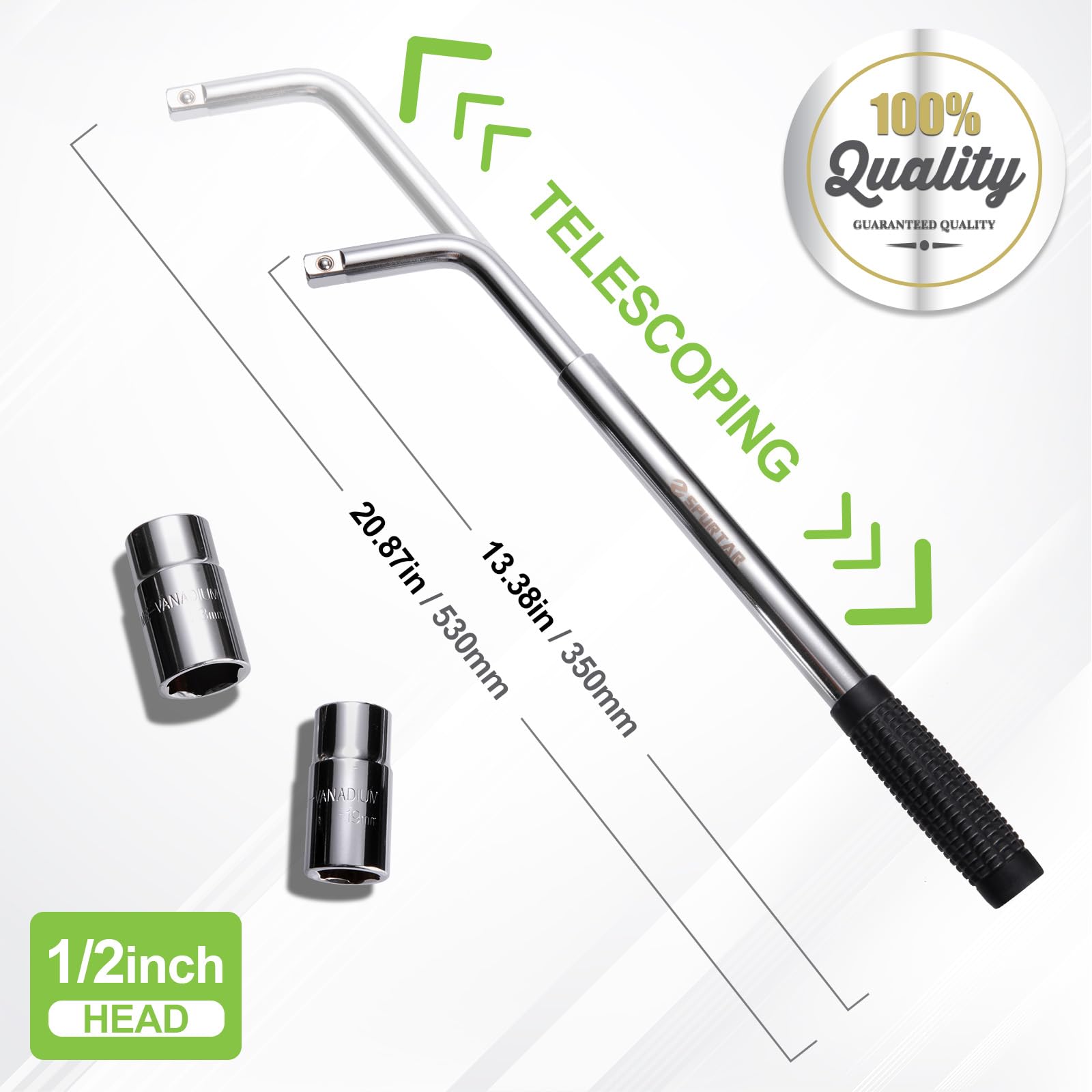 Spurtar chrome vanadium construction ensures durable lug wrench performance