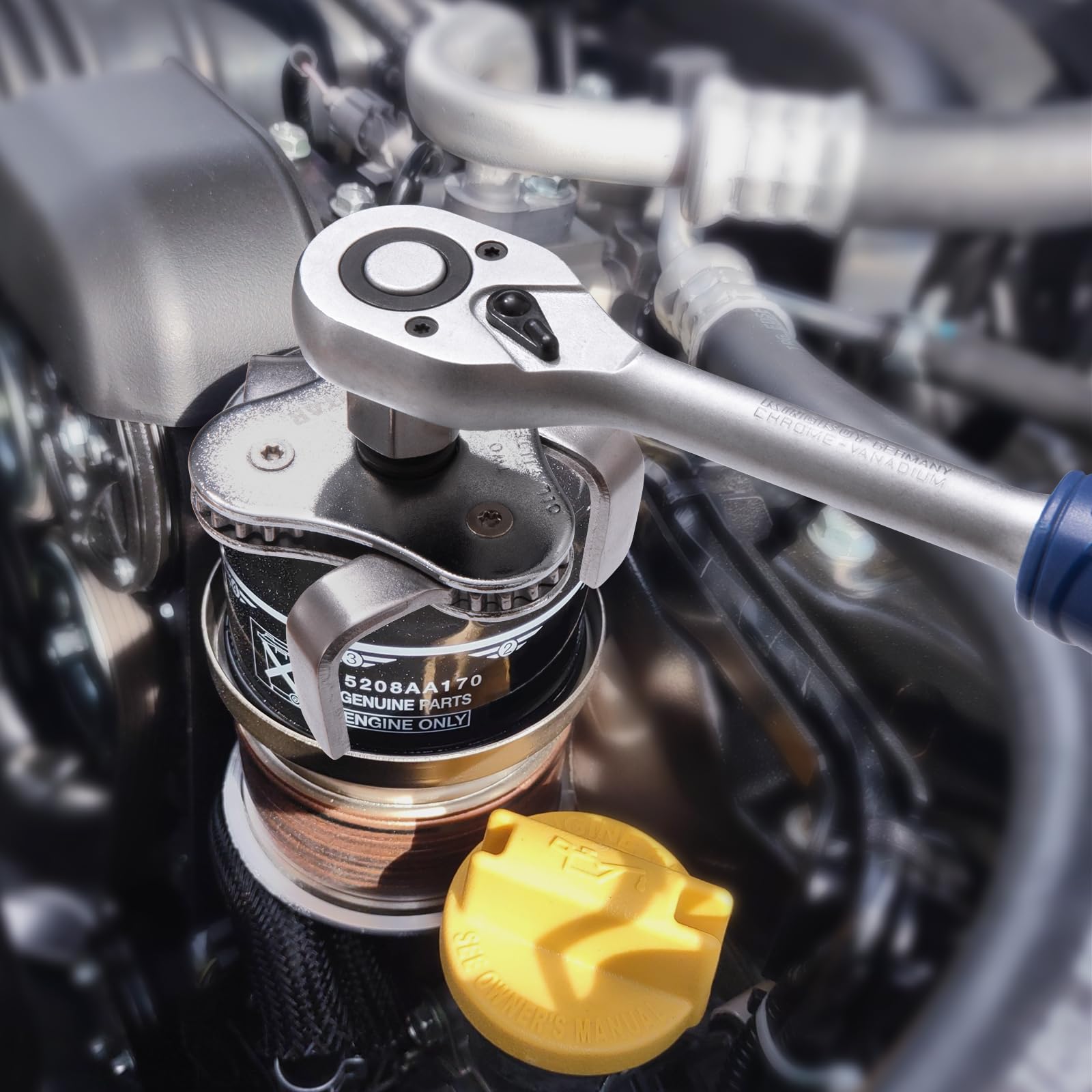 Spurtar oil filter wrench sizes 70-133mm cover most vehicles.